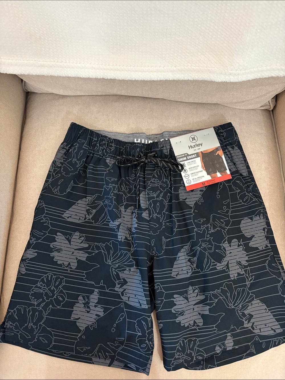 Hurley Black and Gray Floral Boardshorts